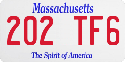 MA license plate 202TF6