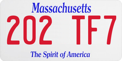 MA license plate 202TF7