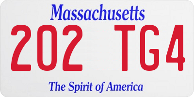 MA license plate 202TG4