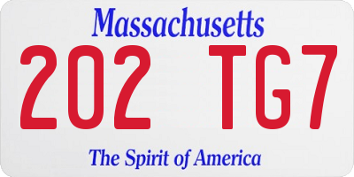 MA license plate 202TG7