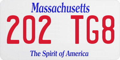 MA license plate 202TG8
