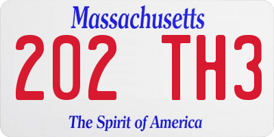 MA license plate 202TH3