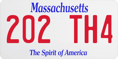 MA license plate 202TH4