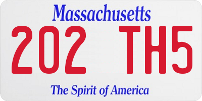 MA license plate 202TH5