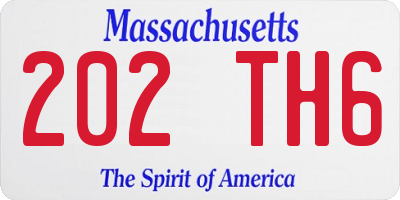 MA license plate 202TH6