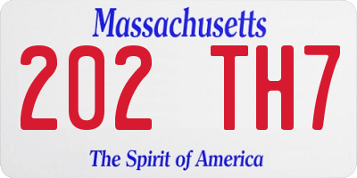 MA license plate 202TH7