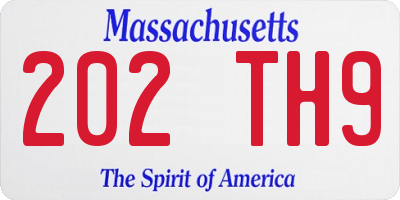MA license plate 202TH9