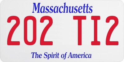 MA license plate 202TI2