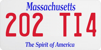 MA license plate 202TI4