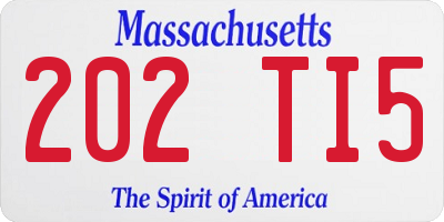 MA license plate 202TI5