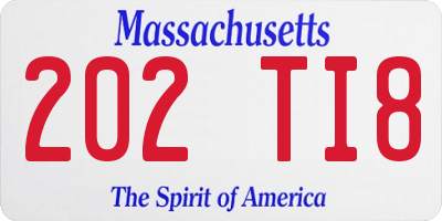 MA license plate 202TI8