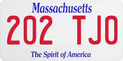 MA license plate 202TJ0