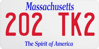MA license plate 202TK2