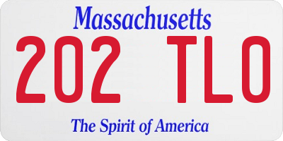 MA license plate 202TL0