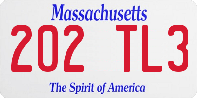 MA license plate 202TL3