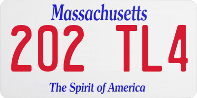 MA license plate 202TL4