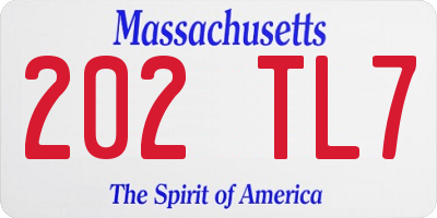 MA license plate 202TL7