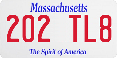 MA license plate 202TL8