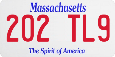 MA license plate 202TL9
