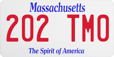 MA license plate 202TM0