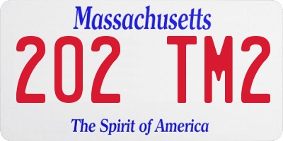 MA license plate 202TM2