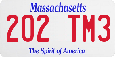 MA license plate 202TM3
