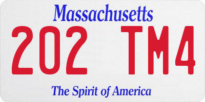MA license plate 202TM4