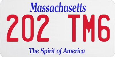 MA license plate 202TM6