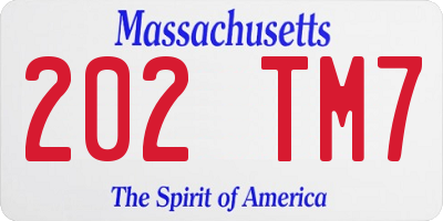 MA license plate 202TM7