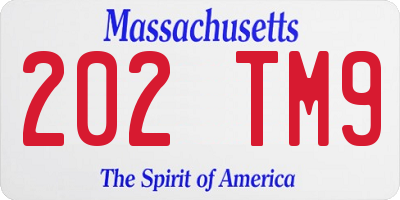 MA license plate 202TM9