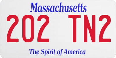 MA license plate 202TN2