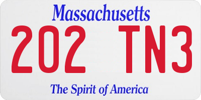MA license plate 202TN3