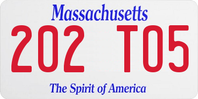 MA license plate 202TO5