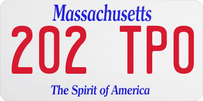 MA license plate 202TP0