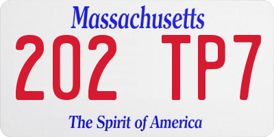 MA license plate 202TP7