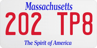 MA license plate 202TP8