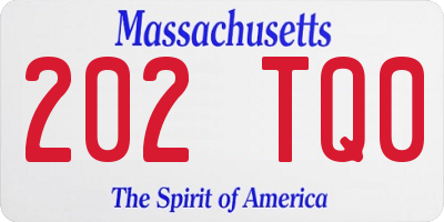 MA license plate 202TQ0