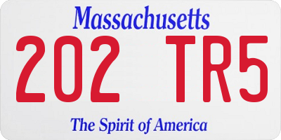 MA license plate 202TR5