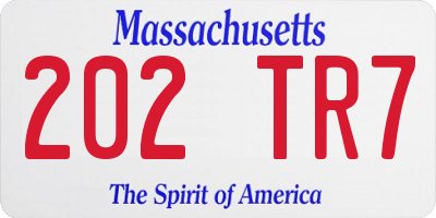 MA license plate 202TR7