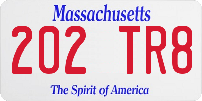MA license plate 202TR8