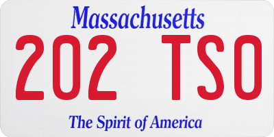 MA license plate 202TS0