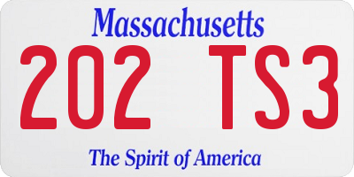 MA license plate 202TS3