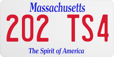 MA license plate 202TS4