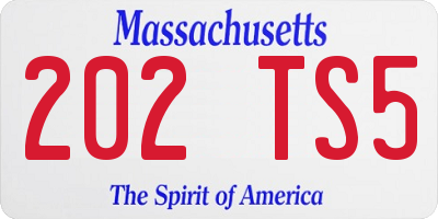 MA license plate 202TS5