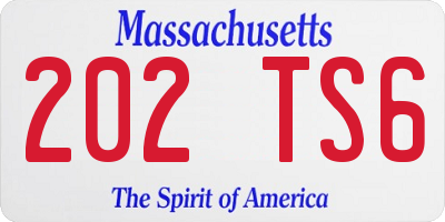 MA license plate 202TS6