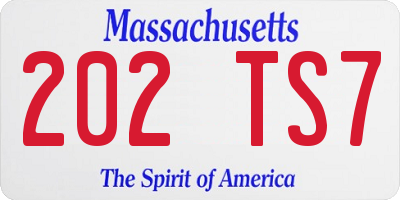 MA license plate 202TS7