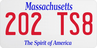 MA license plate 202TS8