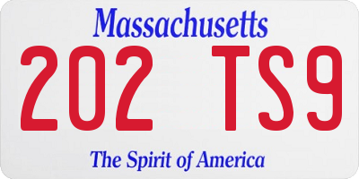 MA license plate 202TS9