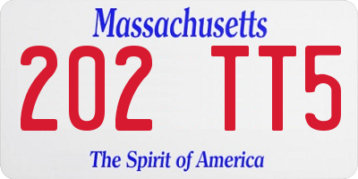 MA license plate 202TT5