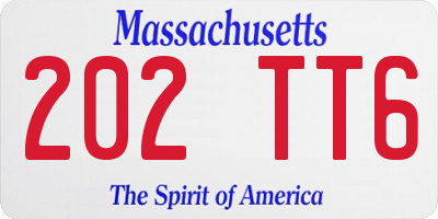 MA license plate 202TT6